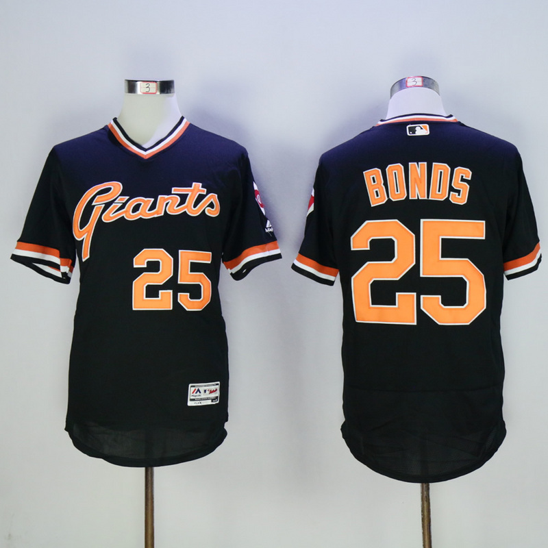 Men San Francisco Giants 25 Bonds Black Throwback Elite MLB Jerseys